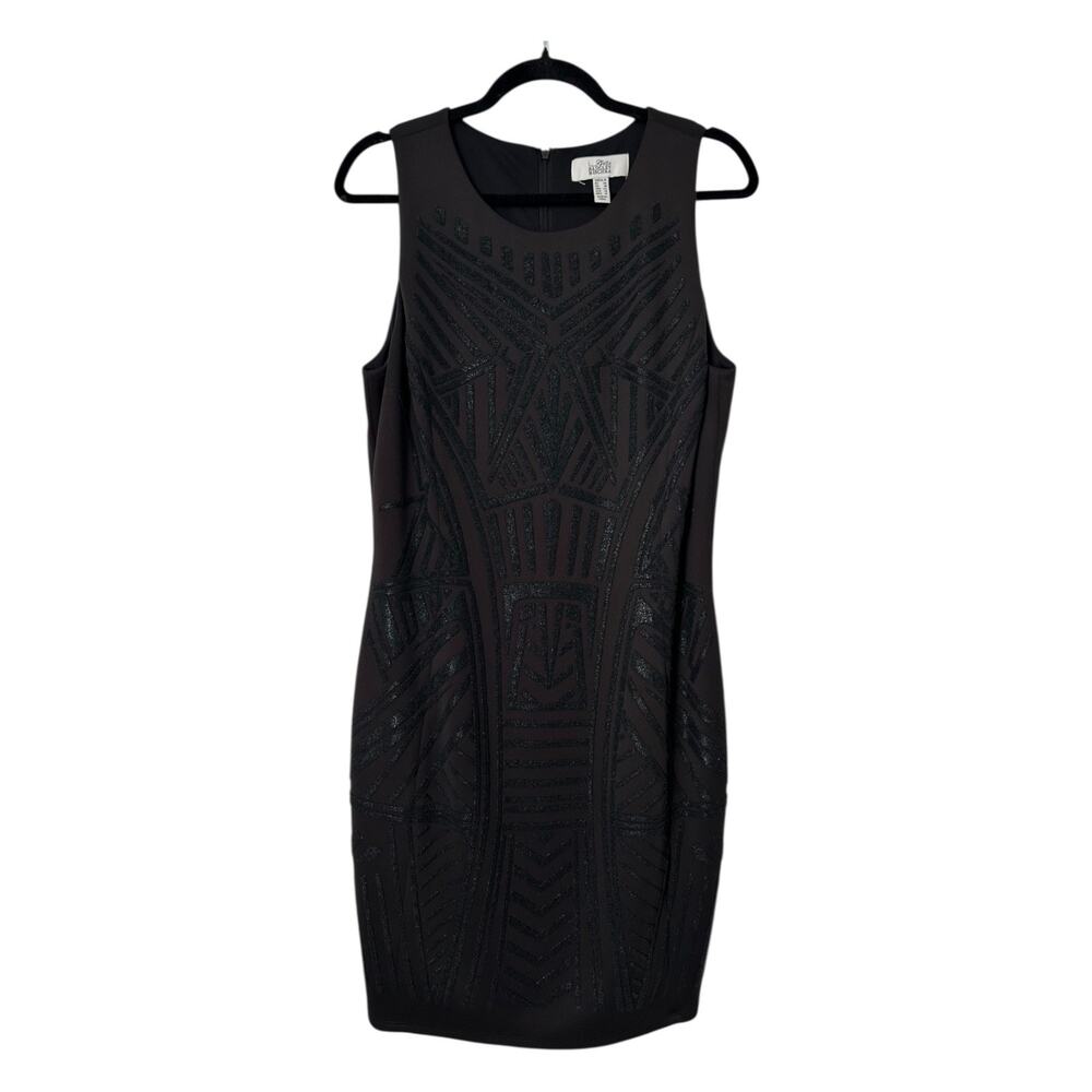 Belle Badgley Mischka Dress Size 14 Black Sleeveless‎ Geo Beaded Embellished